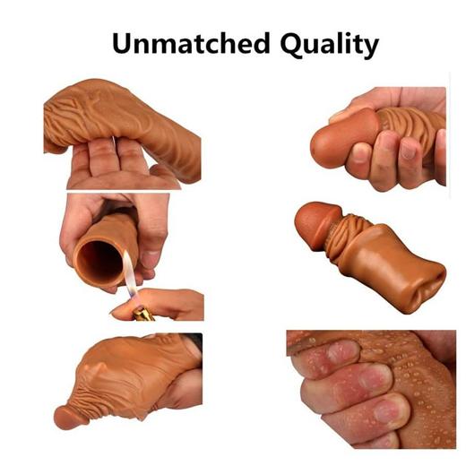 Double Hole Brown Penis Extender Sleeve For Men