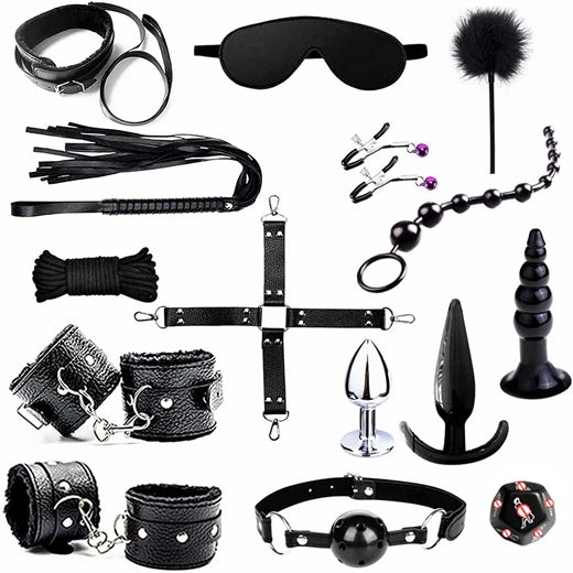 Couple Bondage 15 Piece Restraint Set Black Kit