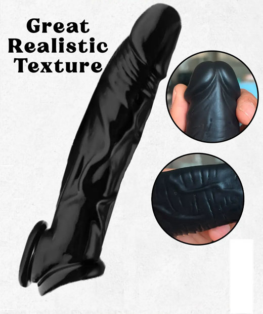 Double Hole Black Penis Extender Sleeve For Men