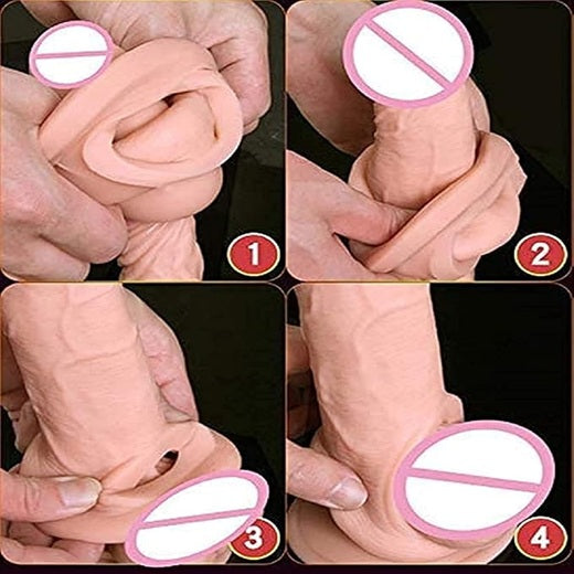 Double Hole Skin Penis Extender Sleeve For Men