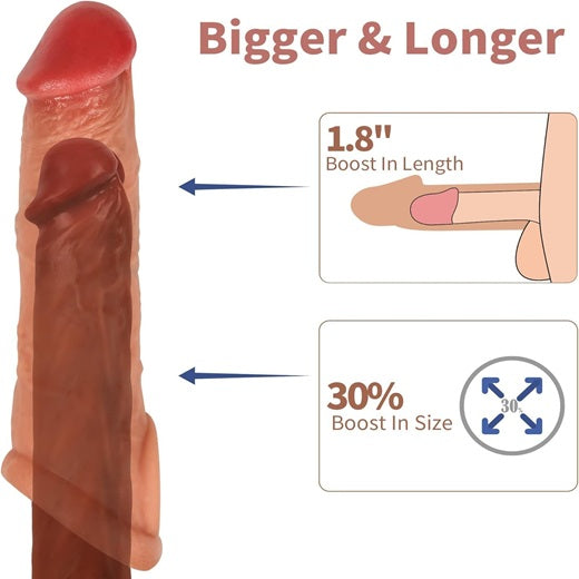 Double Hole Flesh Penis Extender Sleeve For Men