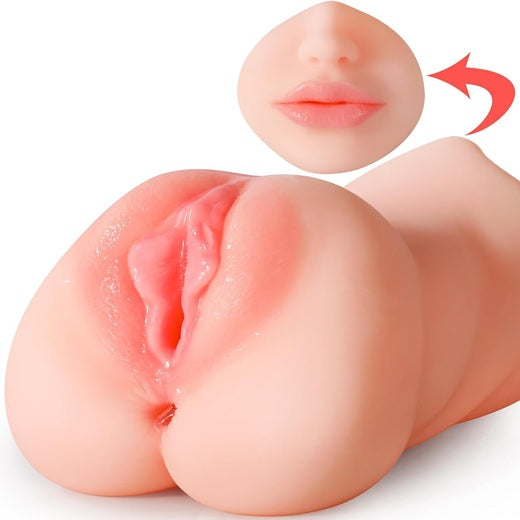 3-in-1 (Vagina + Ass + Mouth) Realistic 3D Masturbator Pocket Pussy For Men